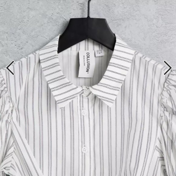 COLLLUSION cropped shirt with tie detail and puff sleeves - Picture 3 of 3